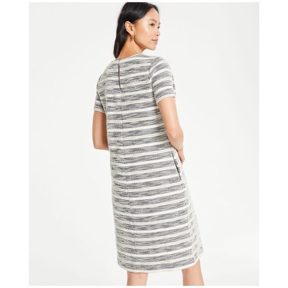 Ann Taylor Textured Stripe Knit Shift Dress - Picture 4 of 8